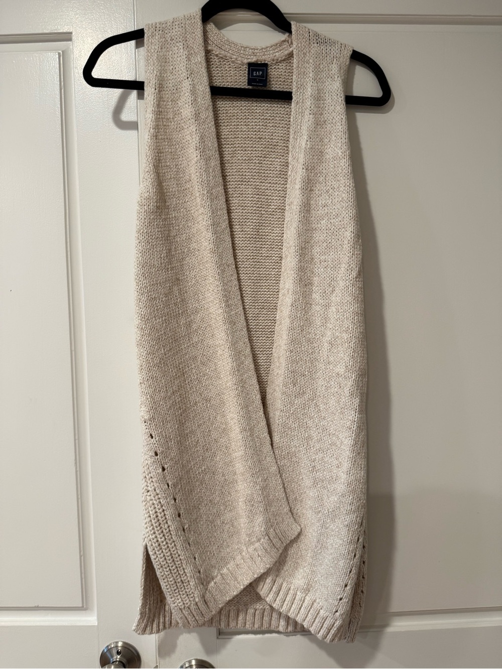 GAP Cream Open-Front Sleeveless Knit Vest